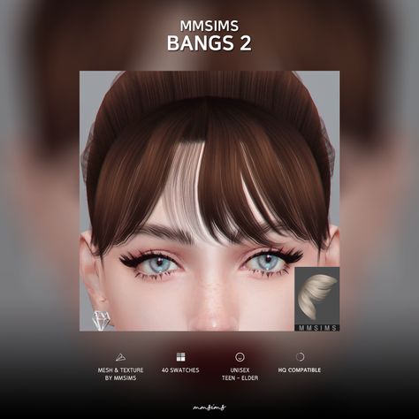 Sims4 Bangs Cc, Ts4 Bangs Hair, Overgrown Hair, Sims 4 Cc Bangs Accessory, Sims 4 Cc Hair Long Bangs, Bun Bangs, Sims 4 Cc Maxis Match Hair Fringe, Ts4 Bangs Accessory, Sims4 Mod