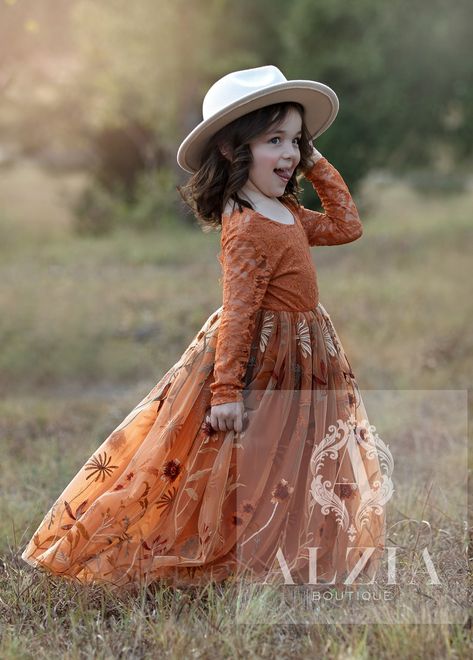 Rustic Flower Girl Dresses, Fall Wedding Flower Girl, Winter Floral Dress, Fall Flower Girl, Fall Flower Girl Dresses, Floral Dress Winter, Country Girl Dresses, Rustic Flower Girl, Girls Fall Dresses