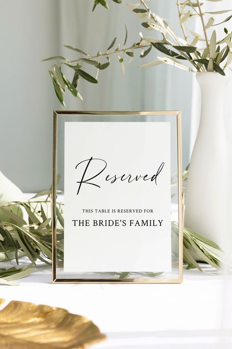 Bride And Groom Family Table, Wedding Table Reserved Signs, Open Seating Wedding Sign, Bride And Groom Table Ideas, Bride Groom Table Decoration, Open Seating Wedding, Reserved Seating Wedding, Laser Gifts, Reserved Wedding Signs