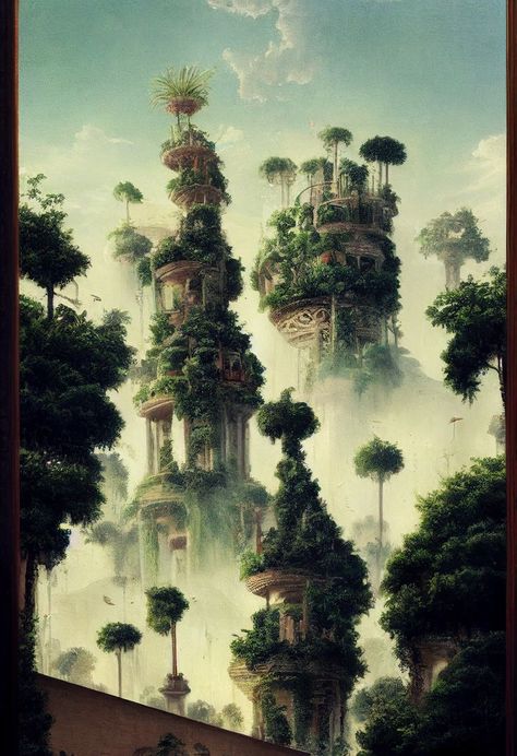 Hanging Gardens Babylon, Babylon Gardens Hanging, Gardens Of Babylon Aesthetic, Hanging Gardens Of Babylon Aesthetic, Hanging Gardens Of Babylon Architecture, Hanging Gardens Of Babylon Art, Gardens Of Babylon Art, Sumerian Aesthetic, Gardens Of Babylon Tattoo