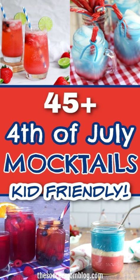 If you are looking for delicious summer drinks that the whole family can enjoy, then try one of these from the Soccer Mom Blog! All of these kid-friendly mocktails are perfect to celebrate the 4th of July. Make one of these patriotic drinks this summer! 4th Of July Mocktails Non Alcoholic, Patriotic Mocktail, Alcoholic Drinks 4th Of July, Copycat Drink Recipes, Patriotic Drinks, Fourth Of July Drinks, 4th July Food, Easy Mocktails, 4th Of July Cocktails