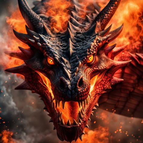 Dragon ready for his close up - created with ClipDrop.co Dragon Looking At You, Fire Breathing Dragon Art, Dragon Breathing Fire Drawing, Dragon Fantasy Realistic, Dragons Realistic, Fire Breathing Dragon Tattoo, Dragon Fire Tattoo, Fire Dragon Tattoo, Fire Dragon Art