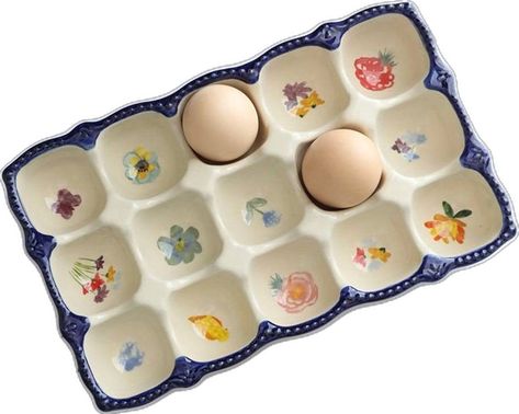 Different Types Of Eggs, Ceramic Egg Holder, Types Of Eggs, Kitchen Countertop Organization, Countertop Organization, Egg Tray, Air Dry Clay Projects, Egg Storage, Antique Bottles