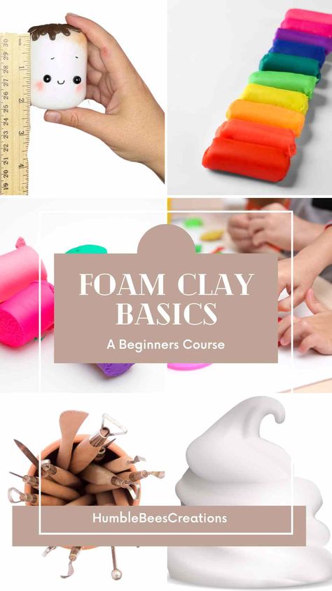 Foam Clay Basics for Beginners (Lesson 01) - HumbleBeesCreations Diy Foam Clay, Foam Clay Projects, Foam Clay Diy, Air Dry Foam Clay Ideas, Polymer Clay Crafts For Beginners, Foam Clay Crafts, Foam Clay Ideas, Polymer Clay Projects Diy, Fondant Ideas