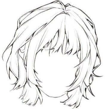 Shoulder Length Hair Drawing Reference, Tomboy Hair Drawing, Anime Hair Outline, Hair Styles Front View, Front Hair Drawing, Anime Hairstyles Female Hair Reference, Hair Styles Sketch, Hair Base Drawing Female, Hair Bases