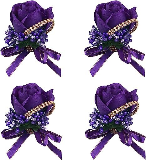 Wrist Corsage for the wedding party Lavender Quinceanera Dresses, Dream Garden Wedding, Blue Red Wedding, Lavender Quinceanera, Purple And Gold Wedding, Corsage And Boutonniere Set, Wrist Corsages, Wrist Flowers, Rose Corsage