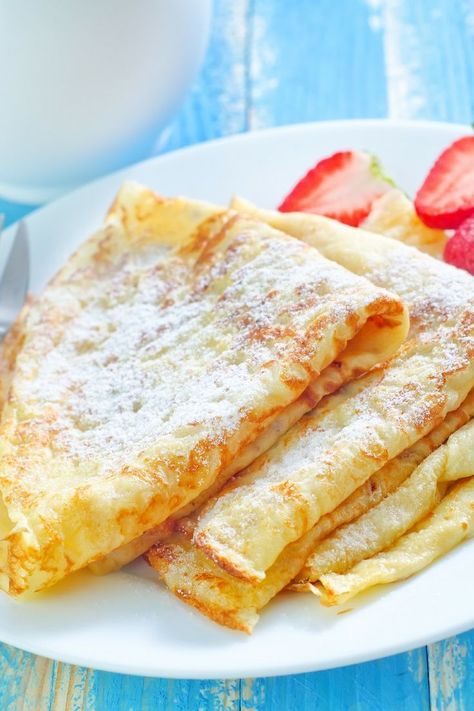 Simple french crepes are an easy way to make any dessert or breakfast special. Basic Crepes, Dessert Crepes, French Crepes, Breakfast Specials, Crepe Cakes, Mille Crepe, Crepe Recipes, Egg Muffins, Dutch Baby