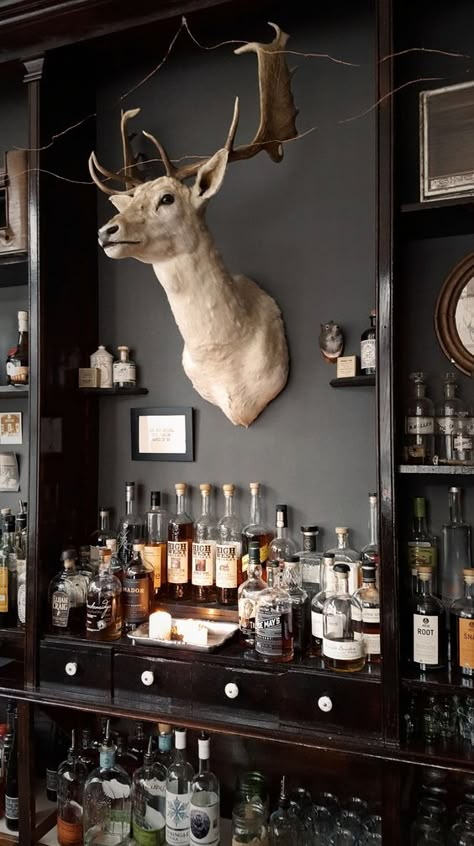 Basement Speakeasy, Cozy Mountain Home, Wall Arrangements, Bourbon Room, Whiskey Room, Cozy Bar, Modern Home Bar, Home Bar Design, Home Bar Accessories