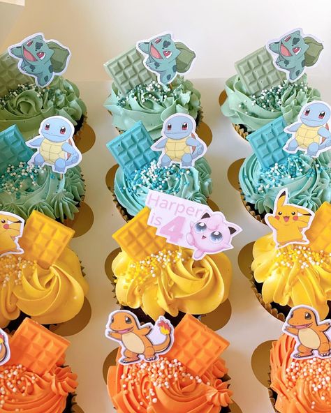 Cupcakes Pokemon, Pokemon Cupcakes, Pokemon Birthday Cake, Kids Birthday Party Food, 5th Birthday Boys, Cupcakes Ideas, Pokemon Cake, Kid Cupcakes, Pokemon Birthday Party