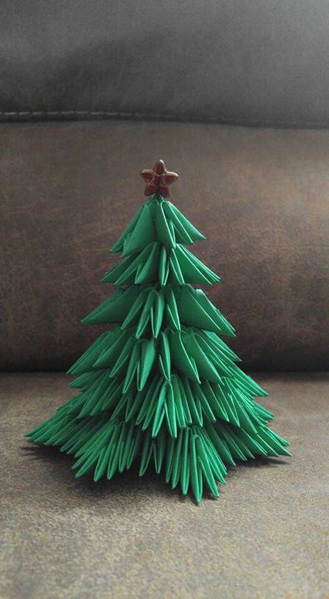 3d origami Pine tree (Christmas tree) Paper Activities, Origami Tree, Pom Pom Wreath, Origami 3d, Origami Design, 3d Origami, Origami Owl, Paper Folding, Christmas Wreaths Diy