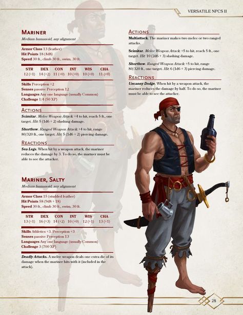 Pirate Stat Block 5e, Pirates Dnd 5e, One Piece Dnd 5e, Pirate Dnd Character, Dnd Pirate, Monsters Rpg, 5e Monsters, Dnd Npc, Dnd Stats