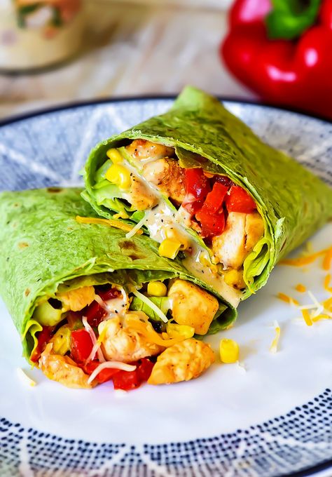 Spinach Tortilla Wraps, Life In The Lofthouse, Chicken Black Beans, Slow Cooker Broccoli, Chicken Caesar Wrap, Caesar Pasta, Weekly Dinner Menu, Spinach Tortilla, Southwest Chicken