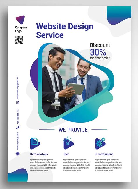 Web Design Agency Promo Flyer Design PSD Promo Flyer, Web Design Quotes, Flyer Design Layout, Mobile Web Design, Webdesign Inspiration, Graphic Design Flyer, Flyer Design Inspiration, Website Design Layout, Web Design Tips