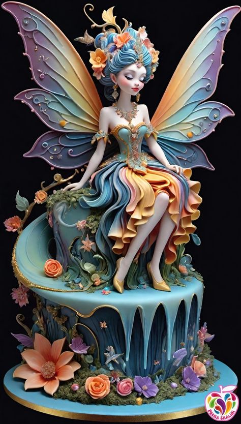 Glamour Cake, Fantasy Cakes, Fairy Garden Cake, Cake Magic, Vintage Birthday Cakes, Fantasy Cake, Beautiful Cake Designs, Designer Cakes, Cupcake Cake Designs