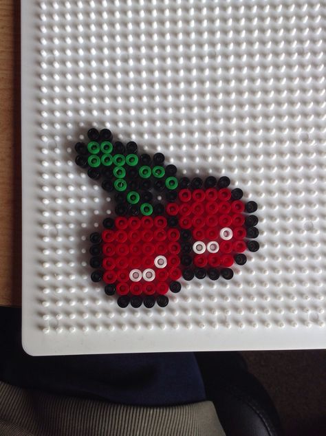 Cherry Perler Bead Pattern, Retro Cherry, Easy Perler Beads, Hamma Beads Ideas, Easy Perler Bead Patterns, Melty Bead Patterns, Pearl Beads Pattern, Easy Perler Beads Ideas, Fuse Bead Patterns