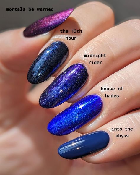 Blue Glitter Nail Polish, Alice In Wonderland Nails, Pedicure Tips, Blue Glitter Nails, Midnight Rider, Blue Polish, Glitter Nail Polish, Glitter Nail, Holographic Glitter