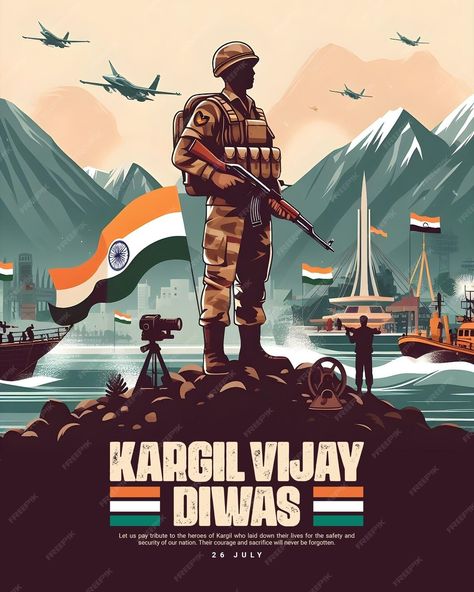 Premium PSD | Kargil Vijay Diwas 26th July India Celebration Social Media Post Template Banner Kargil Vijay Divas, Army Indian, Village Scene Drawing, Kargil Vijay Diwas, Indian Images, Army Drawing, Duck Species, Cubicle Wall, Vijay Diwas