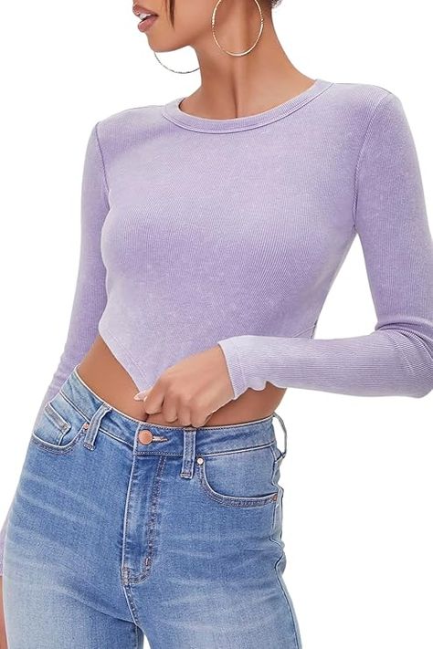 Forever 21 Women's Acid Wash Crop Top, Dusty Lavender, Medium at Amazon Women’s Clothing store Dusty Lavender, Amazon Women, Acid Wash, Casual Outfit, Clothing Store, Forever 21, Rust, Lavender, Casual Outfits