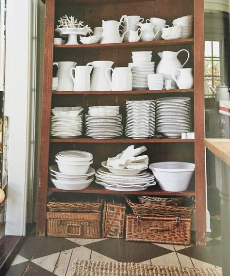 Open China Cabinet Display, Dishes Display, Dish Display, Cabinet Display, China Cabinet Display, White Dishes, Display Cabinet, All White, Open Shelving