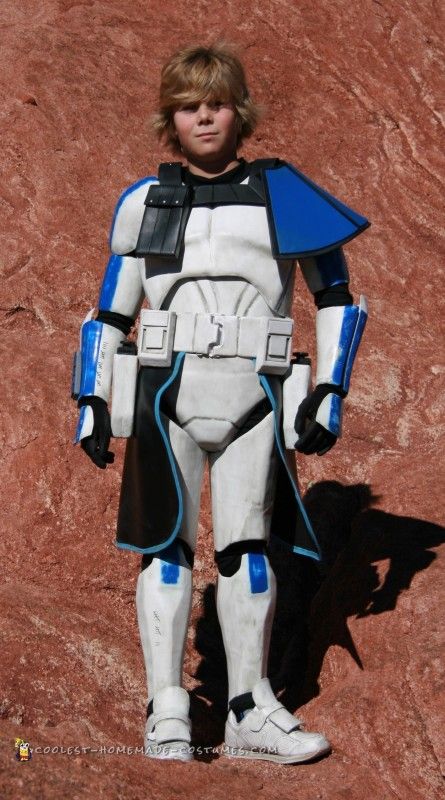 Coolest Homemade Captain Rex Costume for 10-Year-Old Clone Trooper Costume, Star Wars Costumes Diy, 501st Clone Trooper, Clone Trooper Armor, Rex Costume, Storm Trooper Costume, Star Wars Halloween Costumes, Party City Costumes, Captain Rex