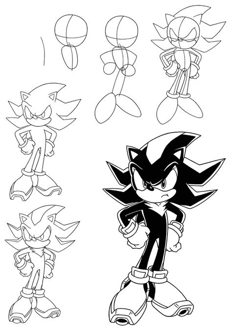 How to Draw Shadow the Hedgehog Shadow The Hedgehog Sketch, Shadow Sonic Drawing, Shadow The Hedgehog Reference, Shadow Sketch, Draw Shadow, How To Draw Shadow, Sonic Drawing, Draw Sonic, How To Draw Sonic