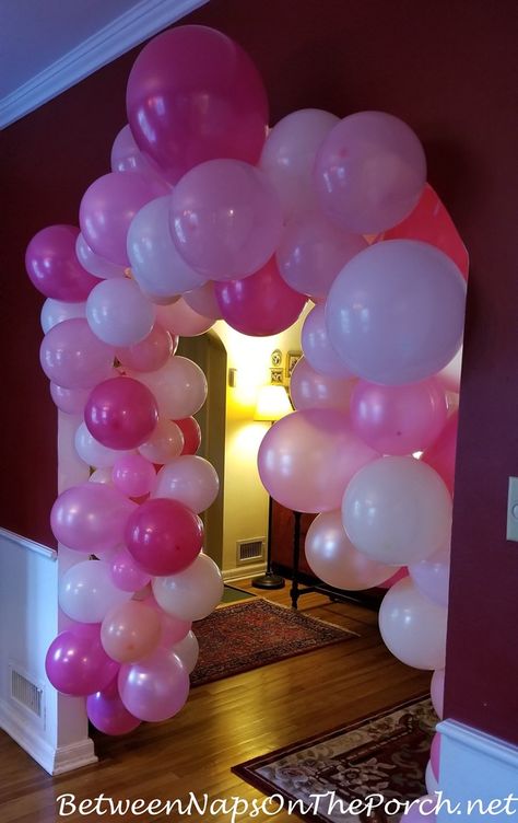 How to Make a Balloon Garland for Arched Door Arch Hallway, Pretty Balloons, Dinosaur Balloons, Blowing Up Balloons, Balloon Kits, Pink Foil, Balloon Pump, Balloon Flowers, Balloon Diy