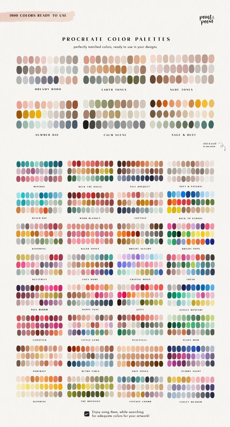 Cute Color Palettes Procreate, Colour Palette For Procreate, Coloring Palette Ideas, Color Palette Art Drawing, Color Palette Coloring Book, Color Palette For Coloring Book, Pallets For Procreate, Coloring Color Palette, Color Swatches Template