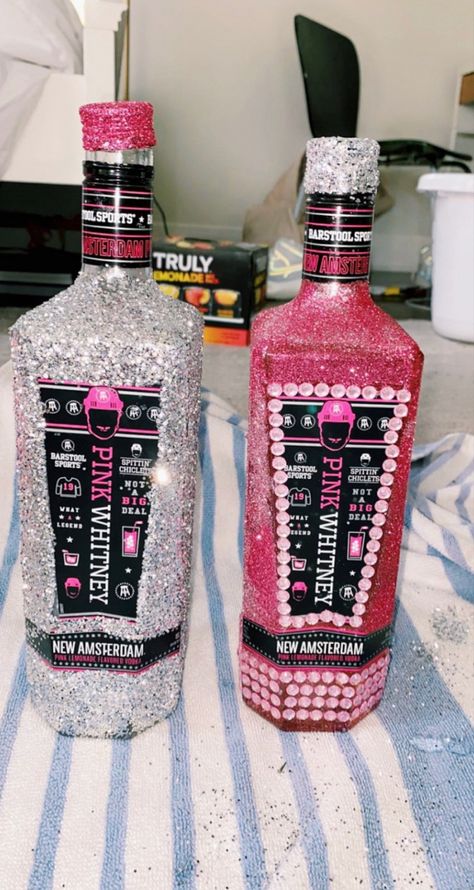 Pink Whitney Bedazzled Bottle, Cute Alcohol Bottles, Glitter Pink Whitney Bottle, Pink Whitney Glitter Bottle, Rhinestone Bottle Alcohol 21st Birthday, Birthday Alcohol Bottle, Bedazzled Pink Whitney Bottle, Sparkly Liquor Bottles, Birthday Bottles Alcohol