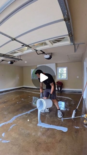 Tim Seay on Instagram: "🔊 Epoxy & Polyaspartic Vinyl Flake Garage Floor. 

#epoxy #garage #floor #garagefloor #satisfying #asmr" Garage Floor Ideas Paint Concrete, Metallic Epoxy Floor Garage, Inside Garage Paint Colors, Epoxy Driveway, Epoxy Garage Floor Colors, Epoxy Garage Floor Ideas, Garage Epoxy Floor, Garage Floor Ideas, Epoxy Garage Floor