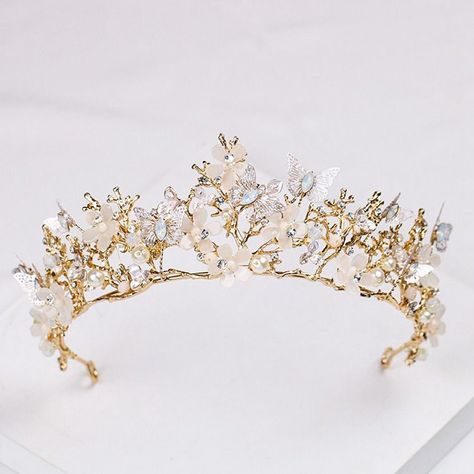 Gold Bridal Crowns, Prom Tiaras, Pearl Bridal Headpiece, Handmade Tiaras, Masquerade Wedding, Wedding Hair Headband, Crystal Bridal Tiaras, Bridal Tiaras, Bride Tiara