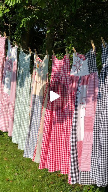 penelope on Instagram: "Plain and pearl ❤️ I use the leftover gingham from the Lele pinafores, add pieces from an old embroidered tablecloth, plus a few other scraps and that makes a patchwork pinafore. They are a labour of love as they take a while, but I think they’re worth it 😊 There will be a small sale of these this Sunday (30 June) at 5pm UK time on our website #upcycledclothing #upcycledfashion #sustainableclothing #repurposed #wearwhatyoulove #reducereuserecycle #remade #useallthescraps #zerowastesewing" Tablecloth Upcycle, Patchwork Pinafore, Patchwork Tablecloth, Embroidered Tablecloth, Reduce Reuse Recycle, Upcycled Fashion, Fashion Sewing Pattern, Labour, Sustainable Clothing