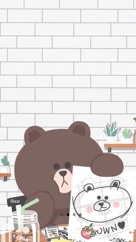 Cony Brown, Line Friends, Wallpaper Cute, Kawaii Wallpaper, Cute Wallpaper, Brown Bear, Cute Cartoon Wallpapers, Iphone Wallpapers, Wallpaper Iphone