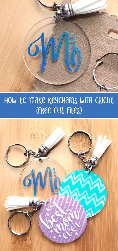 Learn how to make keychains with your cricut - cool personalized acrylic keychains to diy Keychain With Cricut, Acrylic Cricut Keychain, How To Make Acrylic Keychains With Vinyl, Making Acrylic Keychains, Christmas Acrylic Keychain Ideas, Acrylic Keychains Diy Cricut Tutorial, Round Keychain Svg Free, How To Make Cricut Keychains Diy Acrylic, Things To Personalize With Cricut