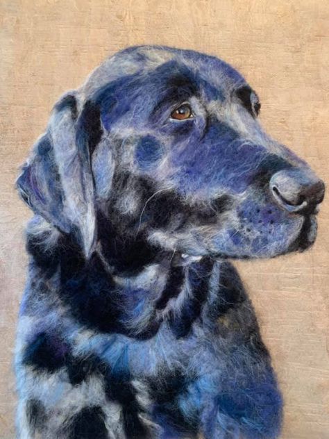 https://livingfelt.wordpress.com/2019/07/24/heart-melting-2d-needle-felted-dog-portrait/ Needle Felting 2d, Felting Portraits, Felted Portraits, Living Felt, Felted Painting, Felted Pictures, Dog Felt, Felt Painting, Collage Quilts