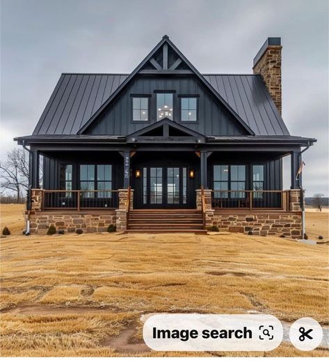 Barndominium Black Exterior, Black Barndominium Floor Plans, Moody Farmhouse Exterior, Dark Barndominium, Dark Barndominium Exterior, Cedar House Exterior, White House Black Trim Cedar Accents, Black And Cedar House Exterior, Black Barndominium Exterior