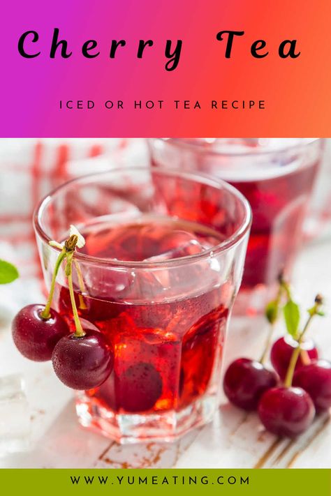 A great twist on the traditional tea, made with fresh cherries, black tea and lemon. Hot and iced recipe versions included, which makes this tea the perfect drink for any season. I have also included optional version with cherry leaves, if you want to try something a bit different. Cherry Iced Tea, Benefits Of Cherry Juice, Cherry Juice Benefits, Meatloaf With Oatmeal, Hot Tea Recipes, Cherry Drink, Cherry Tea, Drink Syrups, Tart Cherry Juice