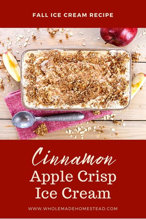 Apple Crisp Ice Cream, Fall Ice Cream Recipes, Cinnamon Apple Crisp, Fall Ice Cream, Apple Pie Ice Cream, Apple Ice Cream, Ice Cream Pie Recipe, Pumpkin Pie Ice Cream, Healthy Sweeteners