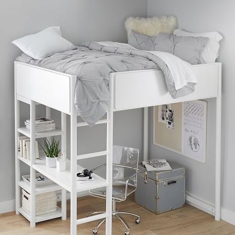 Loft Bed Dorm Room, Loft Bed Bedroom Ideas, Loft Bed Dorm, Loft Bed Full, Loft Beds For Teens, Cool Loft Beds, Girls Loft Bed, Loft Beds For Small Rooms, Bed For Girls Room