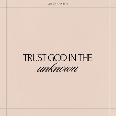 trust God in the unknown. God gives direction, but rarely shows the whole path. Trusting God in the unknown looks like taking a first step without knowing where the path will lead to. Trusting God in the unknown feels uncomfortable because you’re fighting the desire of your flesh to be in control. Trusting God in the unknown seems foolish to a world that relies on human intelligence to make decisions. and yet, trusting God in the unknown will lead you to only good places, because He will... Human Intelligence, Trusting God, Give Directions, The Unknown, Christian Faith, Trust God, First Step, The Whole, Walk In