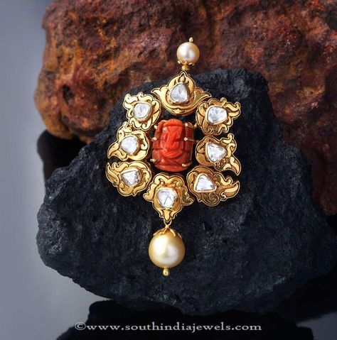 Gold Coral Pendant Designs, Coral Pendant Designs, Indian Coral Pendants. Ganesh Pendant, Coral Jewelry Set, Ganesha Pendant, Pendant Designs, Gold Jewelry Simple Necklace, Gold Pendants, Coral Pendant, Gold Pendant Jewelry, Antique Gold Jewelry