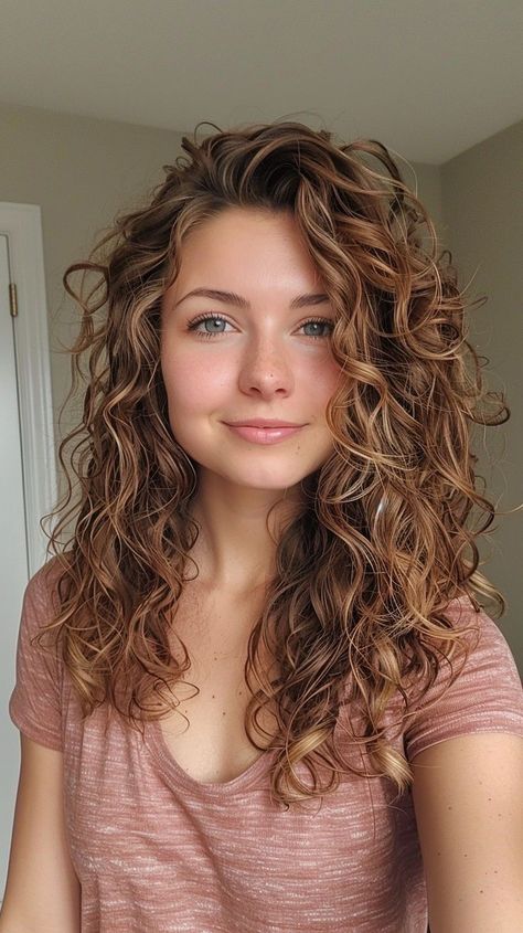 Layer Haircut With Curtain Bangs Wavy Hair, Medium Length Hair With Perm, Medium Length For Curly Hair, Haircuts For Medium Curly Hair Layered, Natural Curls Medium Length Hair, Curly Hair With Dimension, Medium Length Haircut Curly Waves, Best Haircuts For Thick Curly Hair, Medium Length 2b Haircut