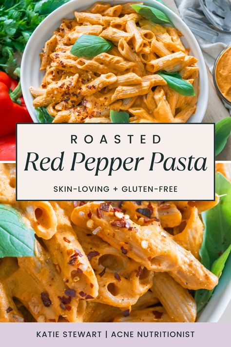 Roasted Red Pepper Pasta Rainbow Peppers Recipe, Roasted Red Pepper Spaghetti Sauce, Red Pepper Hummus Pasta, Healthy Skin Meals, Hummus Pasta, Roasted Red Pepper Pasta, Red Pepper Pasta, Baby Meals, Oven Vegetables