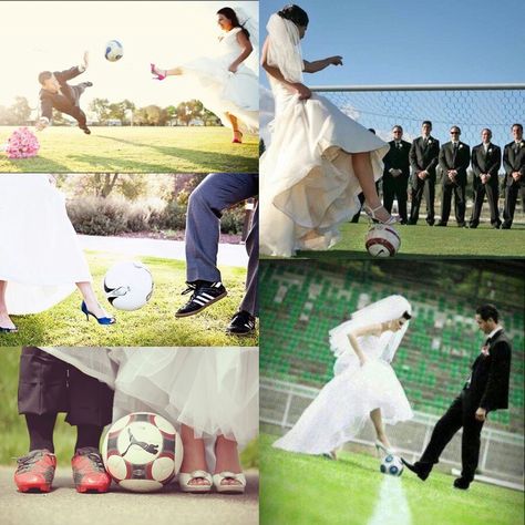 My dreamed soccer wedding. Soccer Wedding, Sports Themed Wedding, Football Wedding, Bridesmaid Poses, Soccer Theme, Soccer Stadium, Sports Wedding, Unusual Weddings, When I Get Married