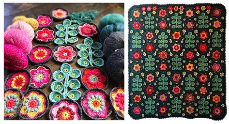 Crojoretro: One Year Later - The Mercerie Crochet Granny Square Sampler Blanket, Granny Square Comforter, Crochet Kaleidoscope, Ok Flower Square Crochet Pattern, Crochet Retro, Moogly Cal 2021 Crochet Blocks, Kaleidoscope Granny Square Blanket, One Year Later, Learn How To Knit