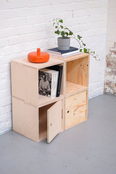 Cubby Hole Storage, Osb Furniture, Record Storage Box, Pigeon Hole, Record Crate, Plywood Storage, Cubby Hole, Shop Vinyl, Cd Storage