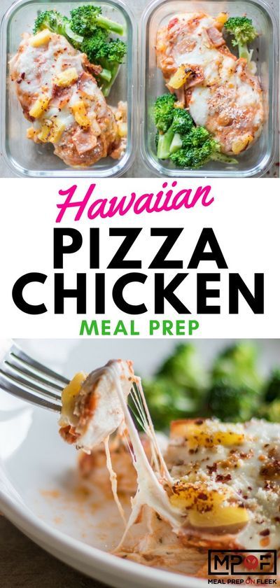 Hawaiian Pizza Chicken Meal Prep - This fun low-carb pizza is a great high protein meal! Top a chicken breast with pizza sauce, cheese, and your favorite toppings. This version uses ham and pineapple for a fun Hawaiian twist. #mealprep #pizza #lowcarbpizz Meal Prep On Fleek, Pizza Chicken, Boiled Egg Diet Plan, Hawaiian Chicken, Protein Meal, Low Carb High Protein, Chicken Healthy, High Protein Meals, Low Carb Meal