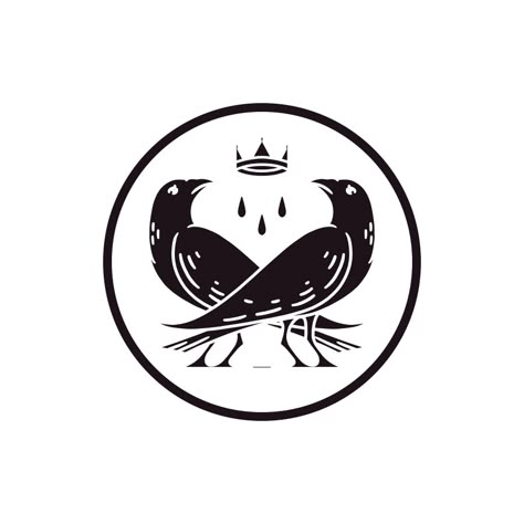 Crows and crown logo design by Ben Kocinski Design LLC, selected for LogoLounge Book 11. #logos #logo #crow #birds #crown #tattoo #branding #design Crow Logo Design, Crown Branding, Stage Logo, Tattoo Logo Design, Tattoo Branding, Mythical Island, Crown Logo Design, Crow Logo, Crow Design