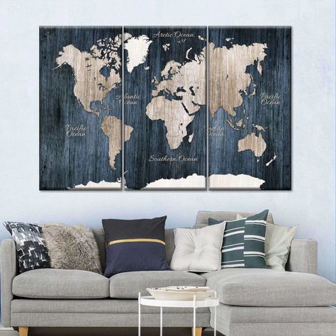 Aged Wooden World Map Wall Art | Digital Art Images D'art, World Map Art, World Map Canvas, Old World Maps, Art Carte, World Map Wall Art, Pin Map, World Map Wall, Decor Pillows