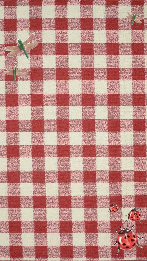 red gingham fall wallpaper! #ladybug #fall #wallpaper #fallwallpaper #gingham #dragonfly #lanadelreyaesthetic Wallpaper Ladybug, Fall Gingham, Dragonfly Wallpaper, Gingham Wallpaper, Ladybug Wallpaper, Uni Room, Cute Patterns Wallpaper, Red Gingham, Fall Wallpaper