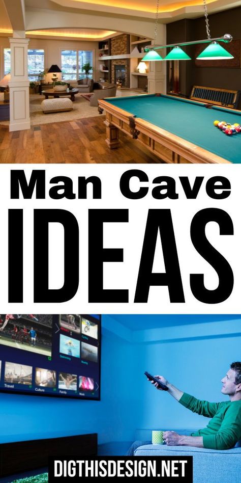 A man cave is a place for men to hang out and relax without women or children around. It can be decorated however the man wants and is often a place where he can store his favorite things. Some popular decorations for man caves include neon lighting and light-up signs. It is also important to have furniture that is comfortable and to have equipment that allows for specific viewing preferences to be enjoyed. Man Cave Essentials, Sports Man Cave, Ultimate Man Cave, Home Design Diy, Blogger Inspiration, Man Of The House, Stereo Systems, Garage Conversion, Light Up Signs